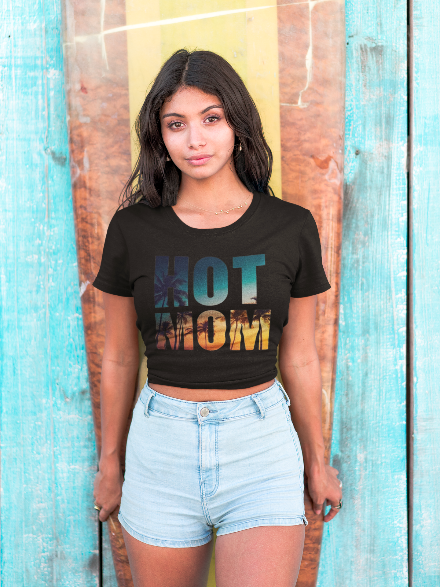 Hot Mom Beach Print Women's Flowy Crop Top