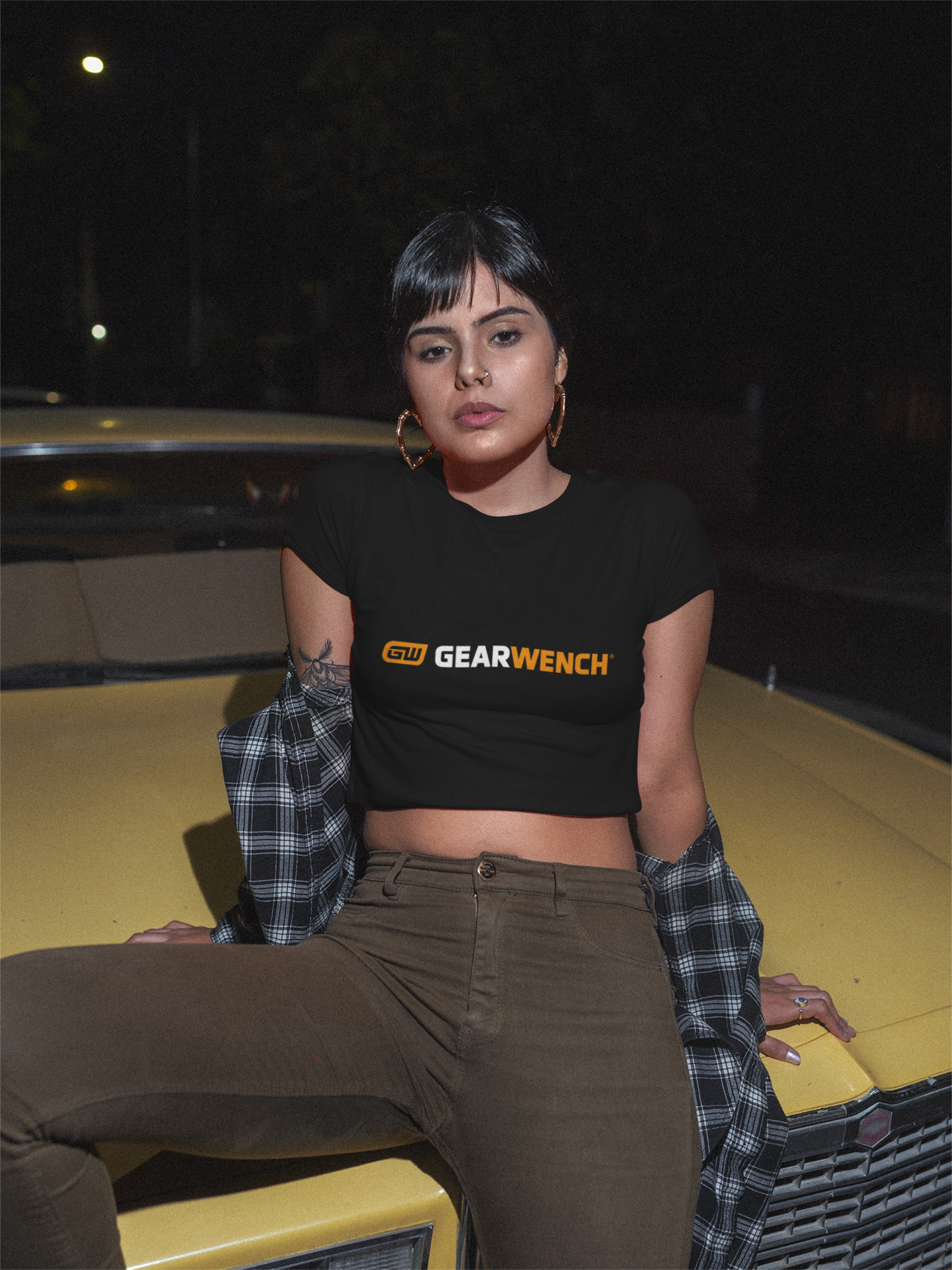 Gearwrench Parody Mechanic Gear Head Flowy Crop Top
