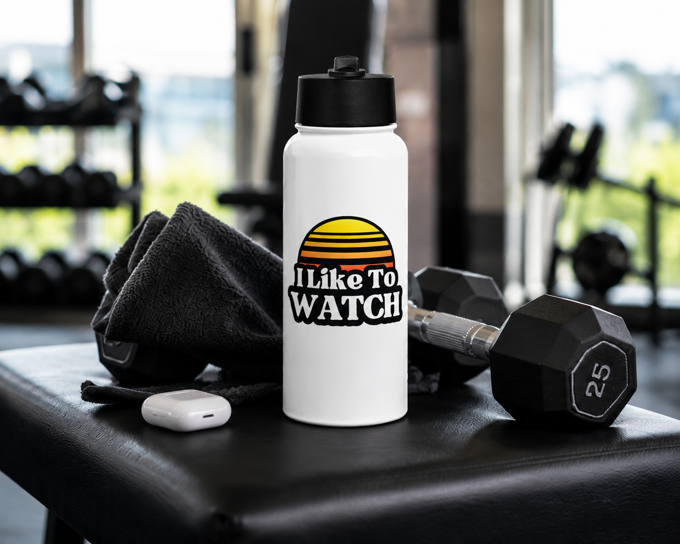 I Like To Watch Insulated Water Bottle – 32oz with Straw Lid