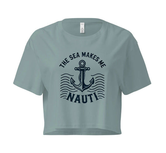 NAUTICAL THE SEA MAKES ME NAUTI GRAPHIC CROP TOP