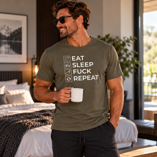 Eat Sleep Fuck Repeat Unisex Graphic T-Shirt | White Print