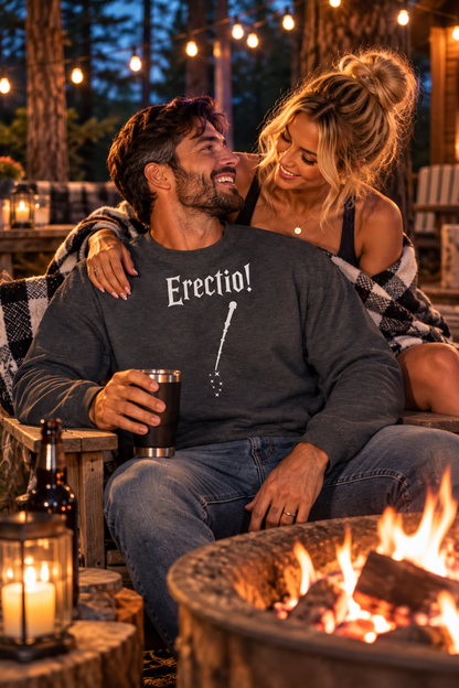 Erectio! Men's Heavy Blend Crewneck Sweatshirt | White Print