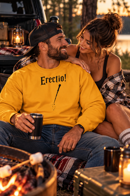 Erectio! Men's Heavy Blend Crewneck Sweatshirt | Black Print