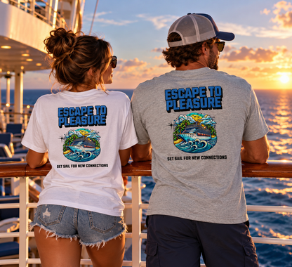 Escape to Pleasure Unisex Graphic T-Shirt | Back Design