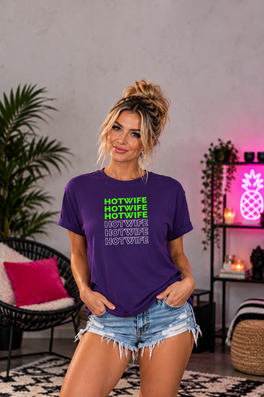 Hotwife Stacked Neon Green Women's Graphic T-Shirt