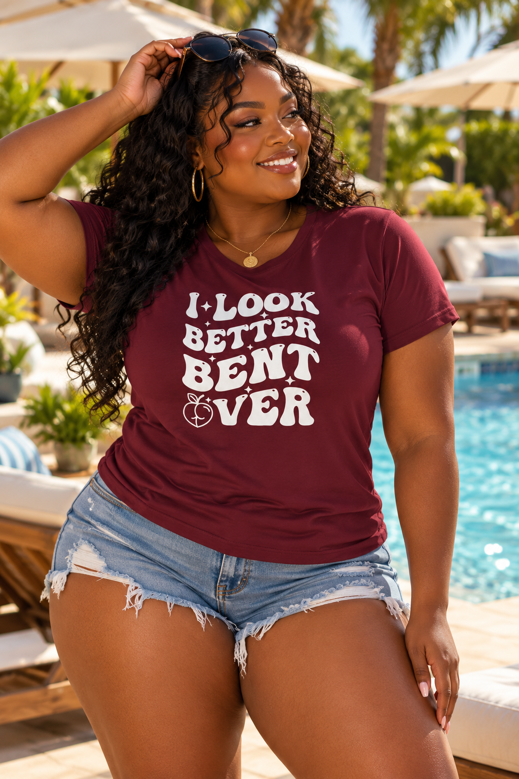 I Look Better Bent Over Women's Relaxed T-Shirt | White Print