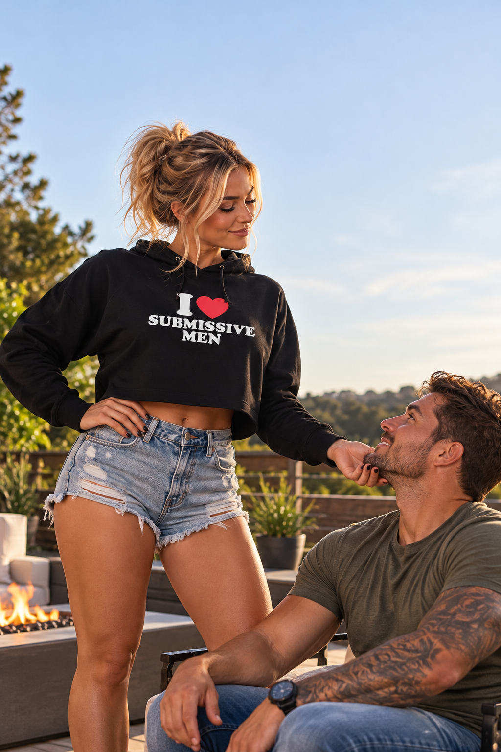 I Love Submissive Men Women's Cropped Hoodie