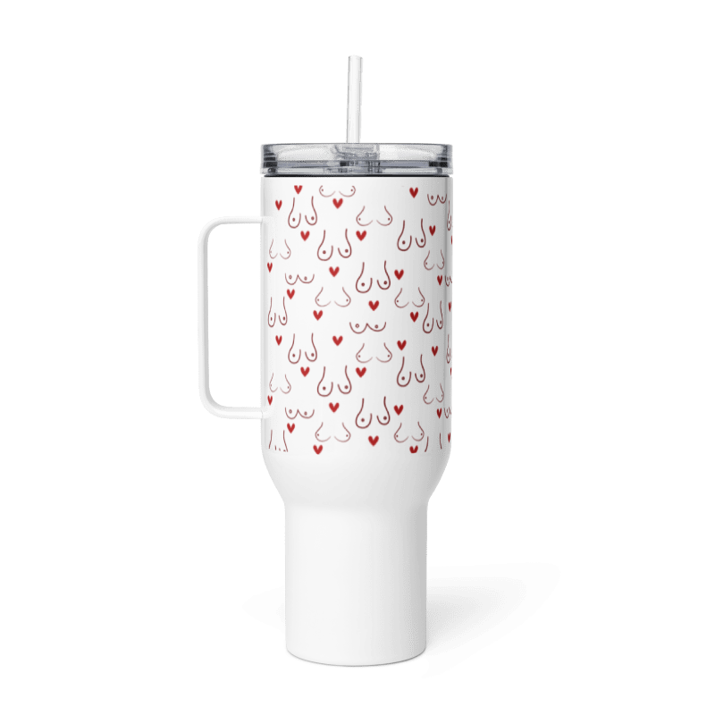Boobies Tumbler with Handle | Stainless Steel - Includes Lid and Straw (40oz)