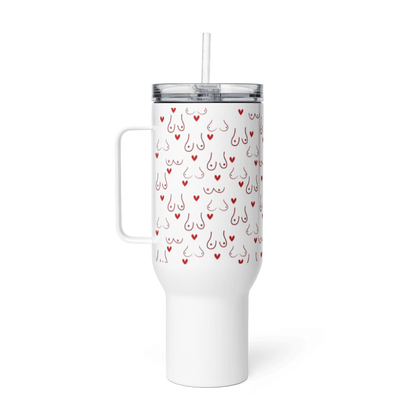 Boobies Tumbler with Handle | Stainless Steel - Includes Lid and Straw (40oz)