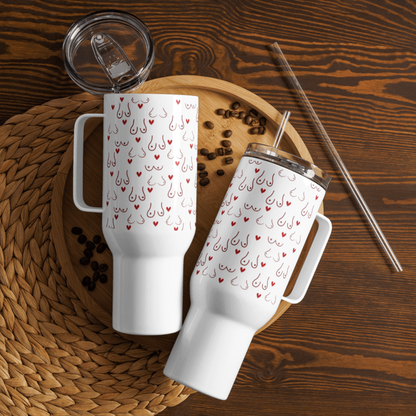 Boobies Tumbler with Handle | Stainless Steel - Includes Lid and Straw (40oz)