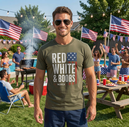 Red, White & Boobs Patriotic Graphic T-Shirt