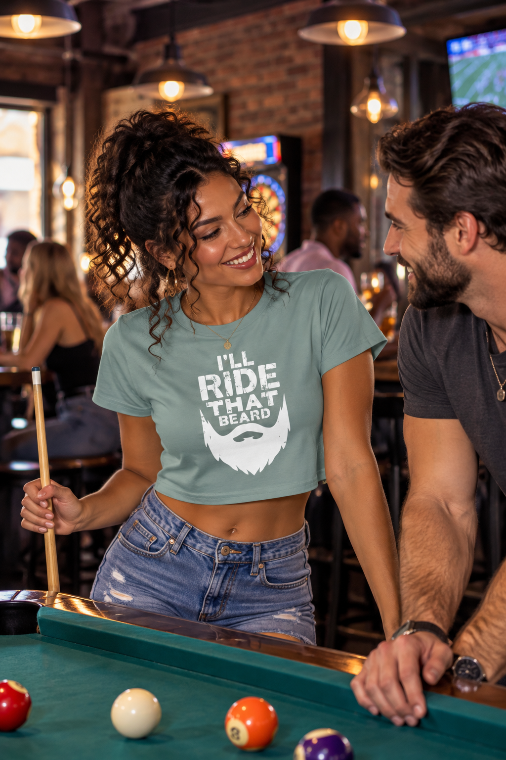 I'll Ride That Beard Women's Crop Top | White Print