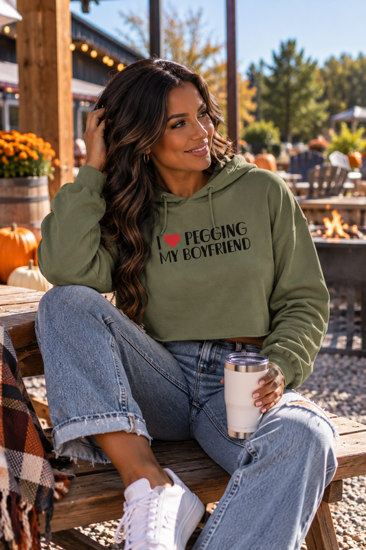 I Love Pegging My Boyfriend Women's Cropped Hoodie