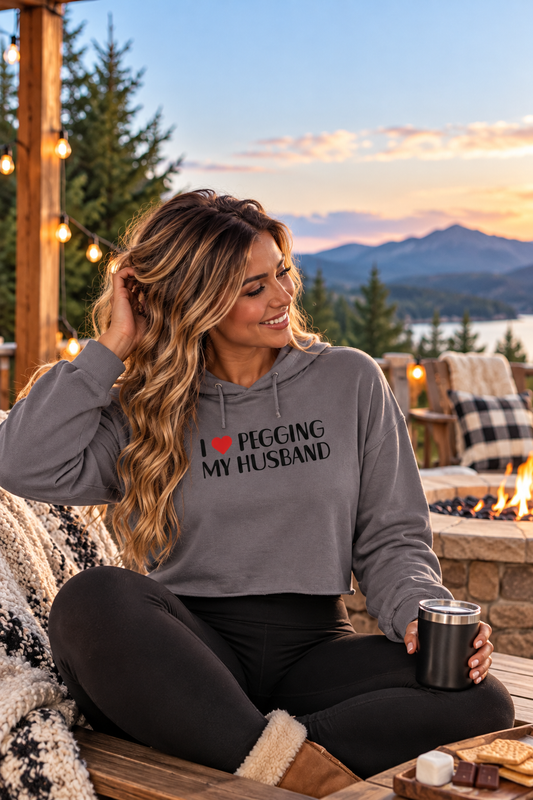 I Love Pegging My Husband Women's Cropped Hoodie