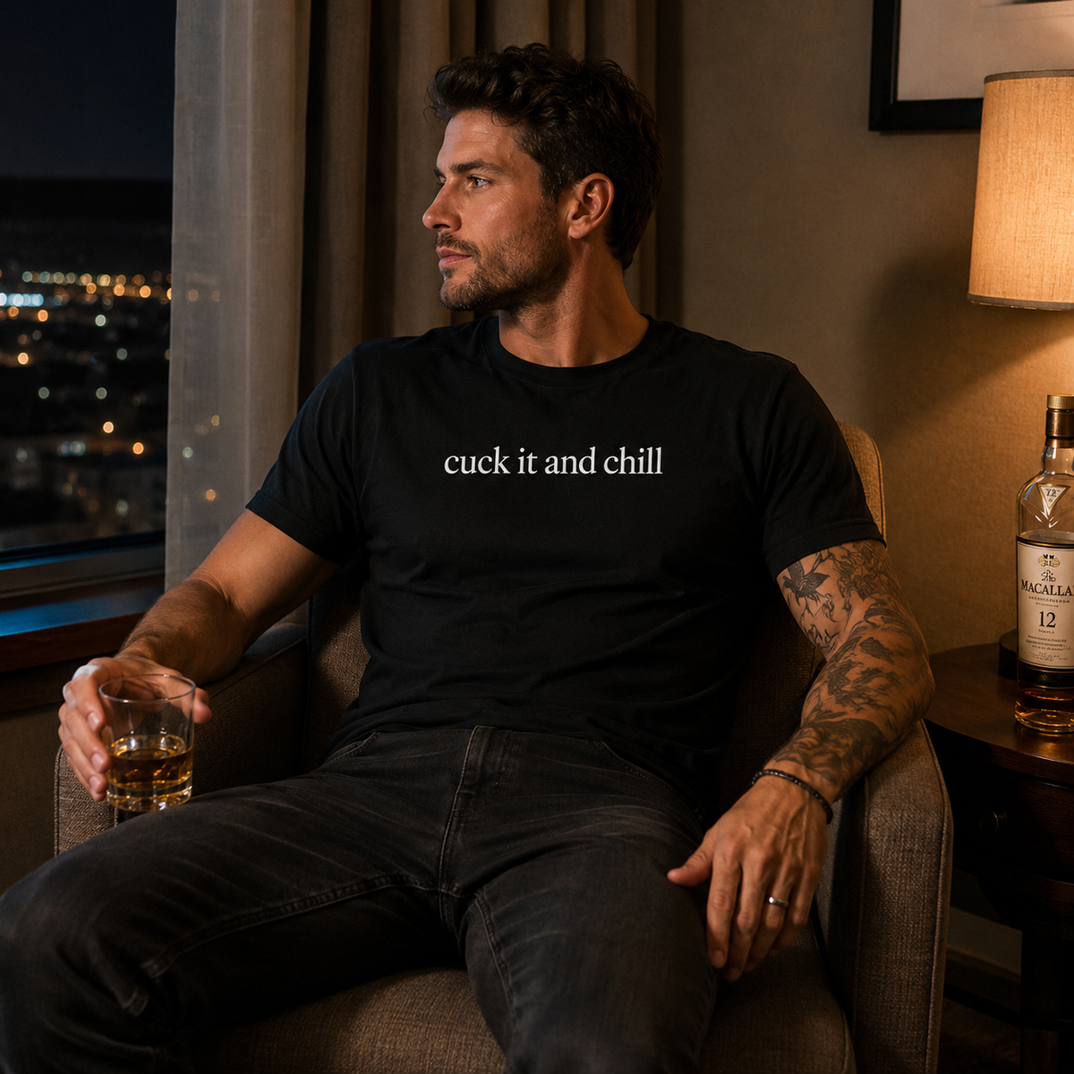 Cuck It and Chill Men's Graphic T-Shirt | White Print