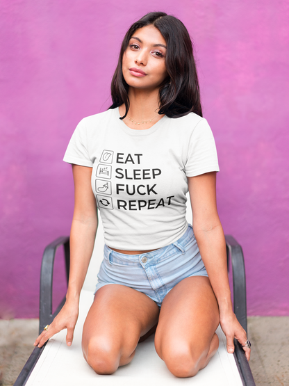 Eat Sleep Repeat Graphic Crop Top
