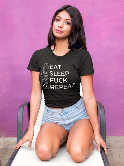 Eat Sleep Repeat Graphic Crop Top