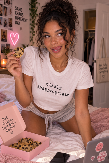 Mildly Inappropriate Women's Crop Top | Black Print