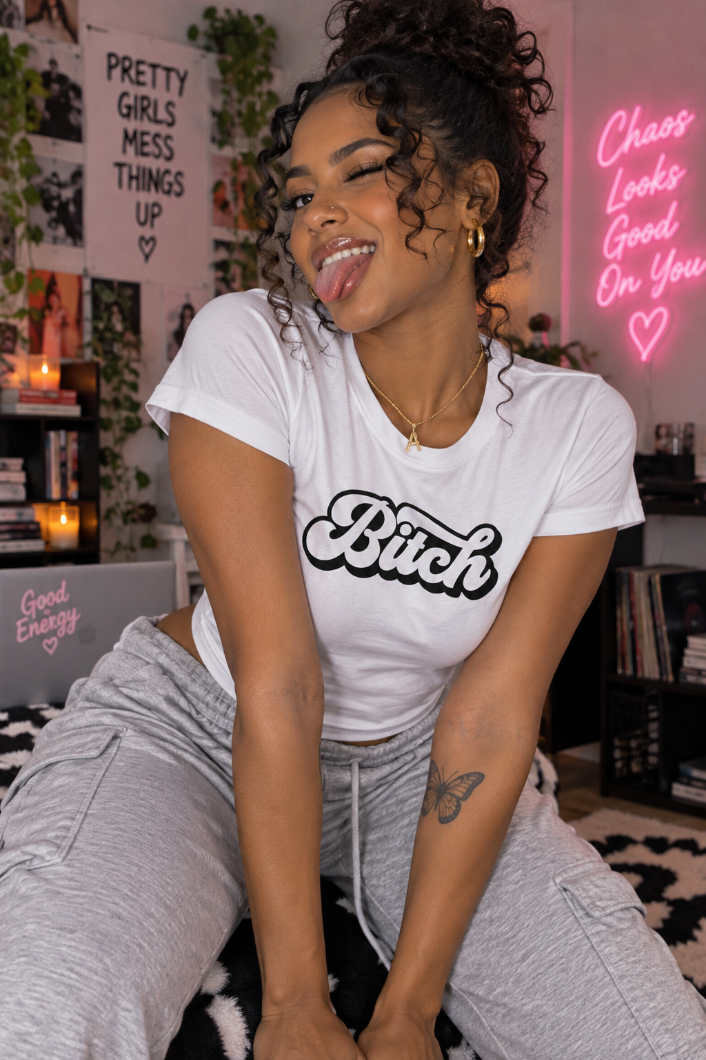Bitch Women's Relaxed T-Shirt | Black Print