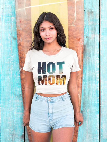 Hot Mom Beach Print Women's Flowy Crop Top