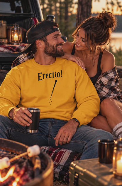 Erectio! Men's Heavy Blend Crewneck Sweatshirt | Black Print