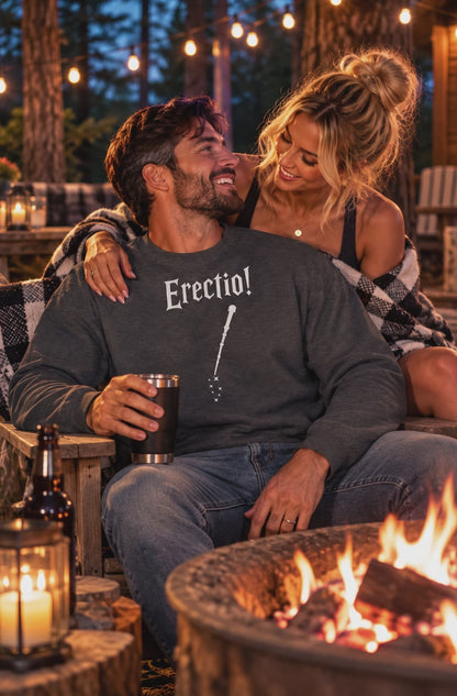 Erectio! Men's Heavy Blend Crewneck Sweatshirt | White Print