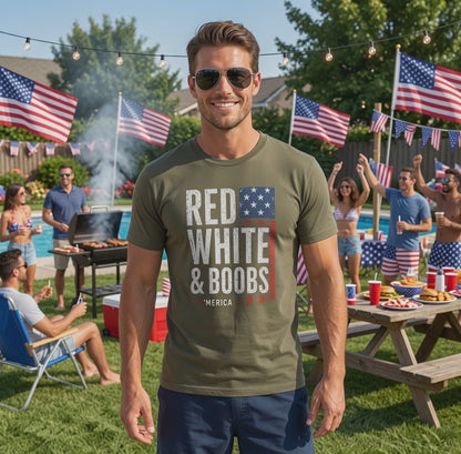 Red, White & Boobs Patriotic Graphic T-Shirt