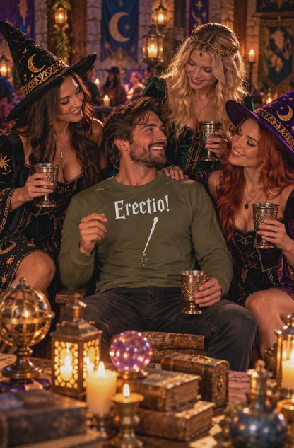 Erectio! Men's Long Sleeve Shirt | White Print