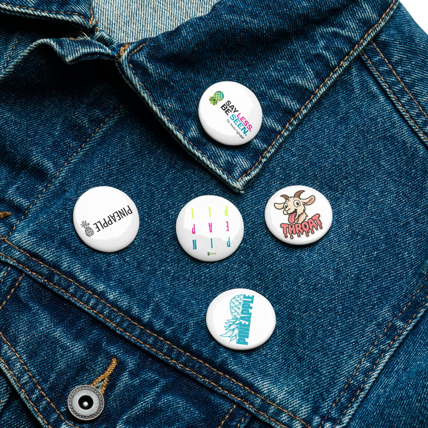 Swinger Button Pack V.2 (5-Pack) | Pineapple & Say Less. Be Seen. Pins