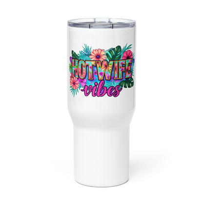 Floral Hotwife Tumbler with Handle | Stainless Steel - Includes Lid (25oz) and Straw (40oz)