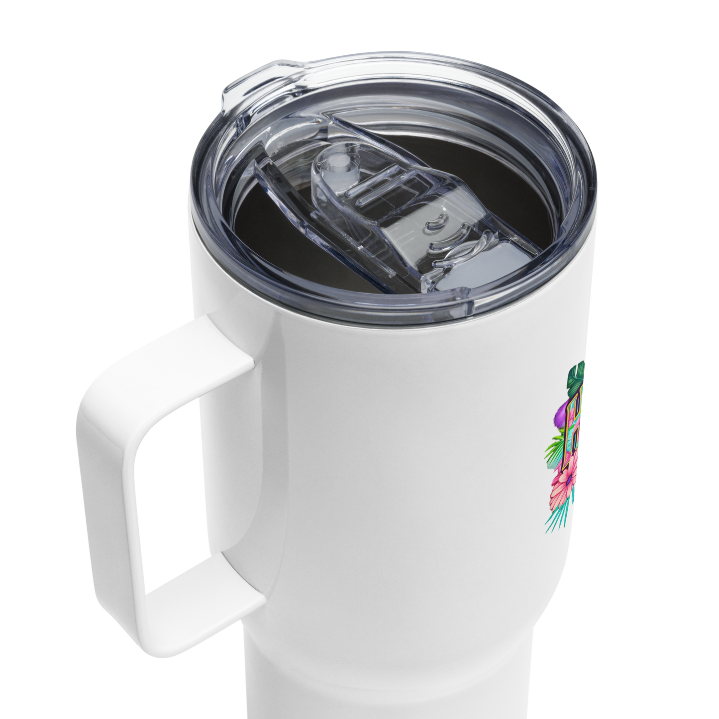 Floral Hotwife Tumbler with Handle | Stainless Steel - Includes Lid (25oz) and Straw (40oz)