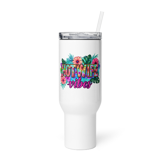 Floral Hotwife Tumbler with Handle | Stainless Steel - Includes Lid (25oz) and Straw (40oz)