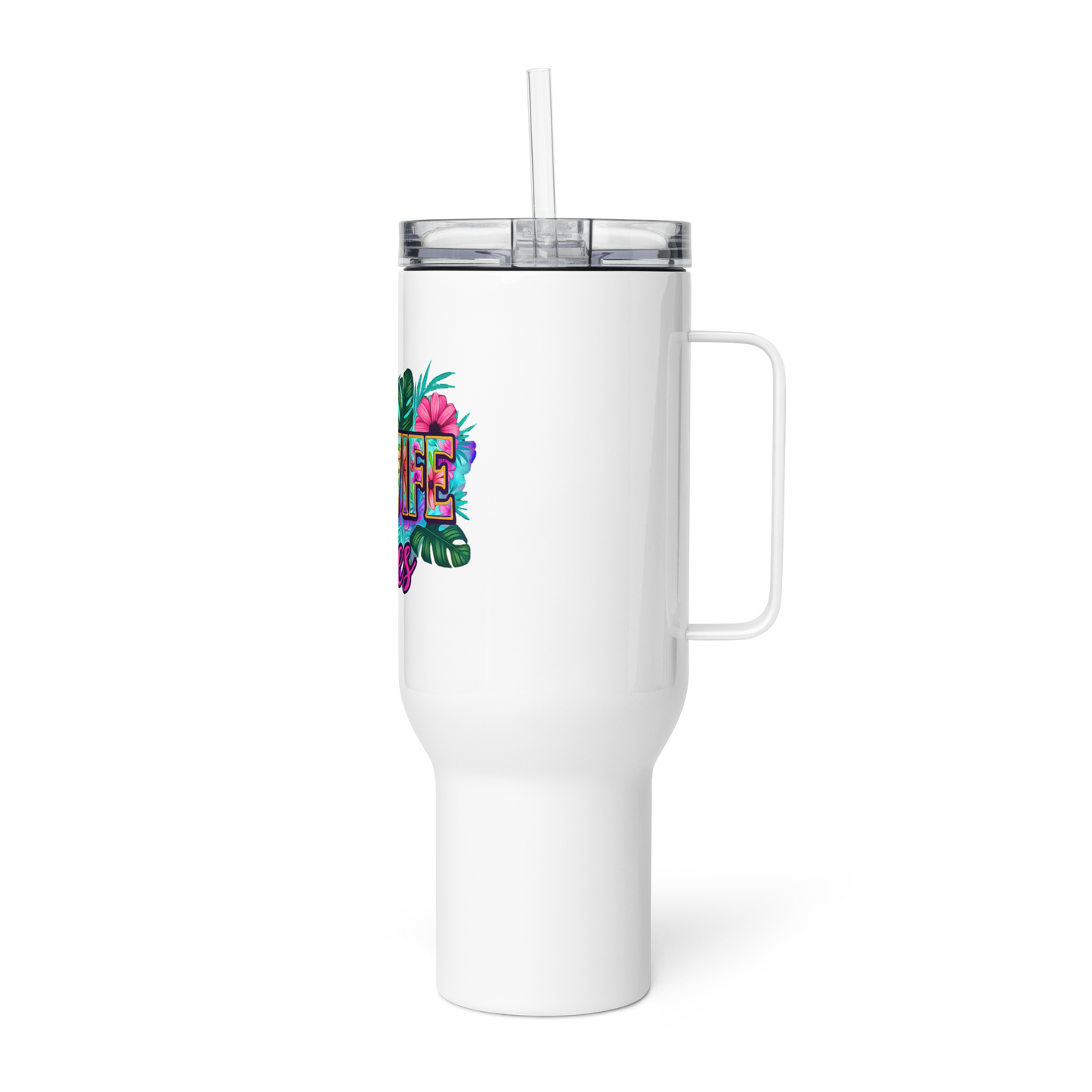 Floral Hotwife Tumbler with Handle | Stainless Steel - Includes Lid (25oz) and Straw (40oz)