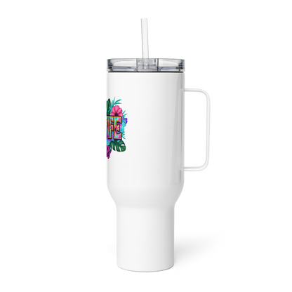 Floral Hotwife Tumbler with Handle | Stainless Steel - Includes Lid (25oz) and Straw (40oz)