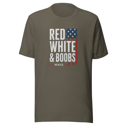 Red, White & Boobs Patriotic Graphic T-Shirt