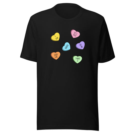 Adult Valentine's Day Conversation Candy Hearts Unisex Graphic T-Shirt