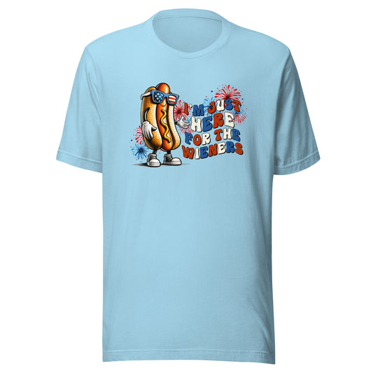 I'M JUST HERE FOR THE WIENERS GRAPHIC T-SHIRT