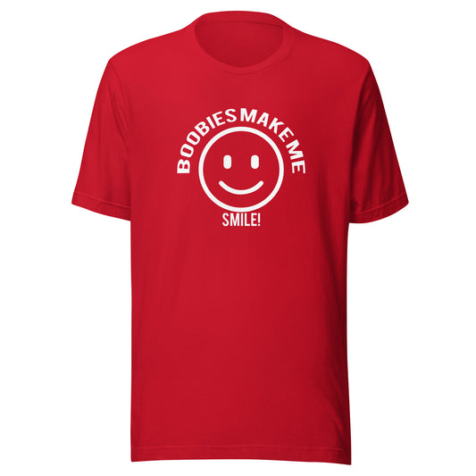 Boobies Make Me Smile Unisex Graphic T-Shirt | White Print