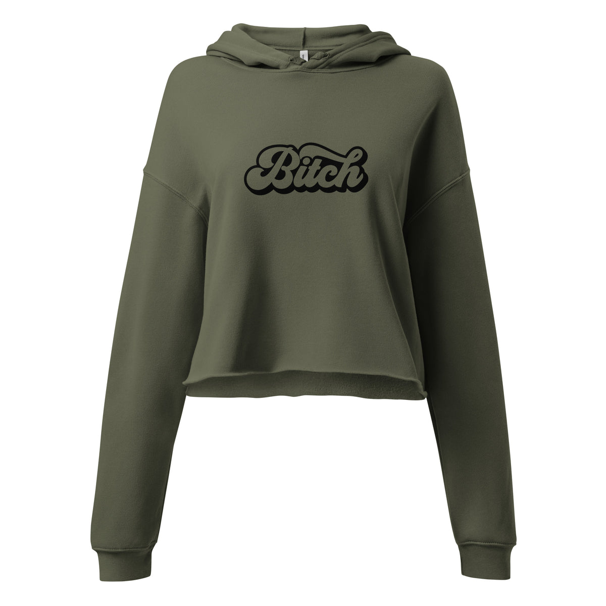 Bitch Women's Cropped Hoodie | Black Print