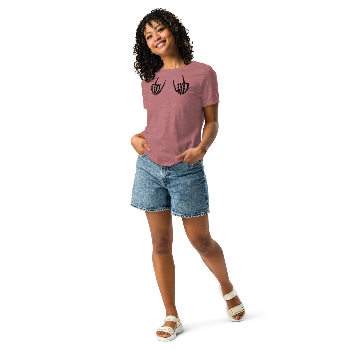 Rock On Skeleton Hands Women's Graphic T-Shirt