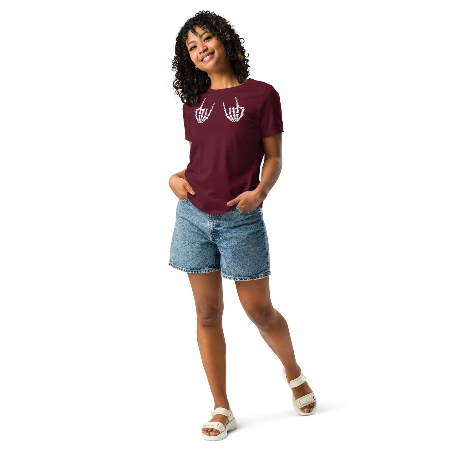 Rock On Skeleton Hands Women's Graphic T-Shirt