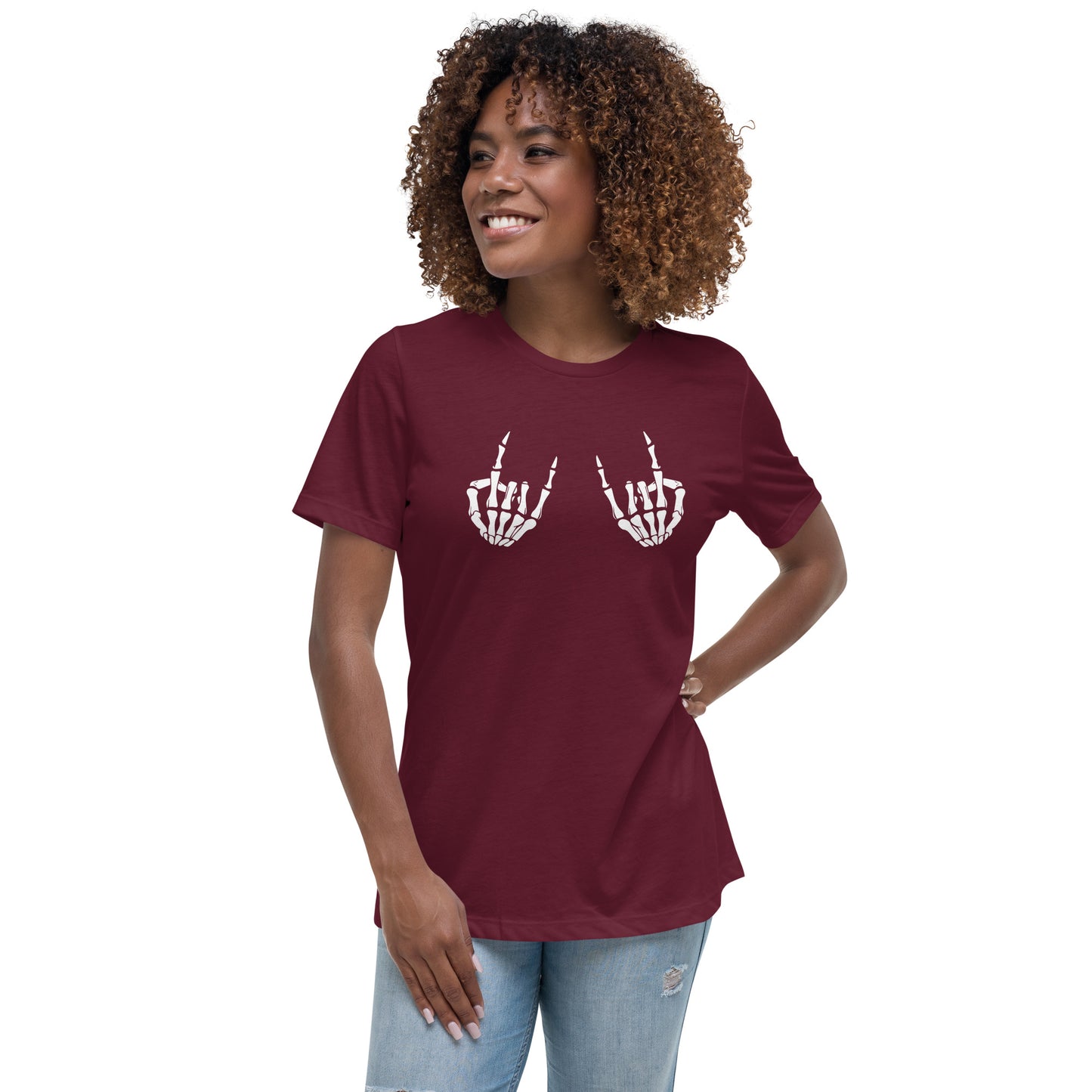 Rock On Skeleton Hands Women's Graphic T-Shirt